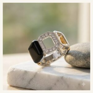 Tricolor Geometric Open Ring