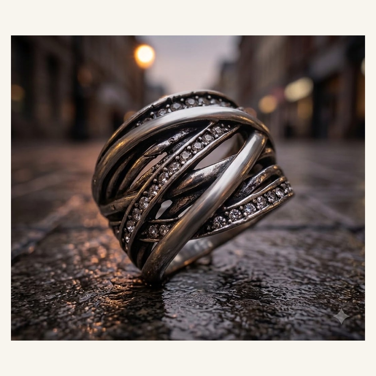 Midnight Wave Crossover Ring Midnight Wave Crossover Ring