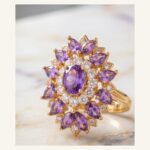 Amethyst-Look Floral Halo Ring