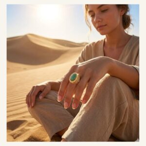 Green Oval Textured Signet
