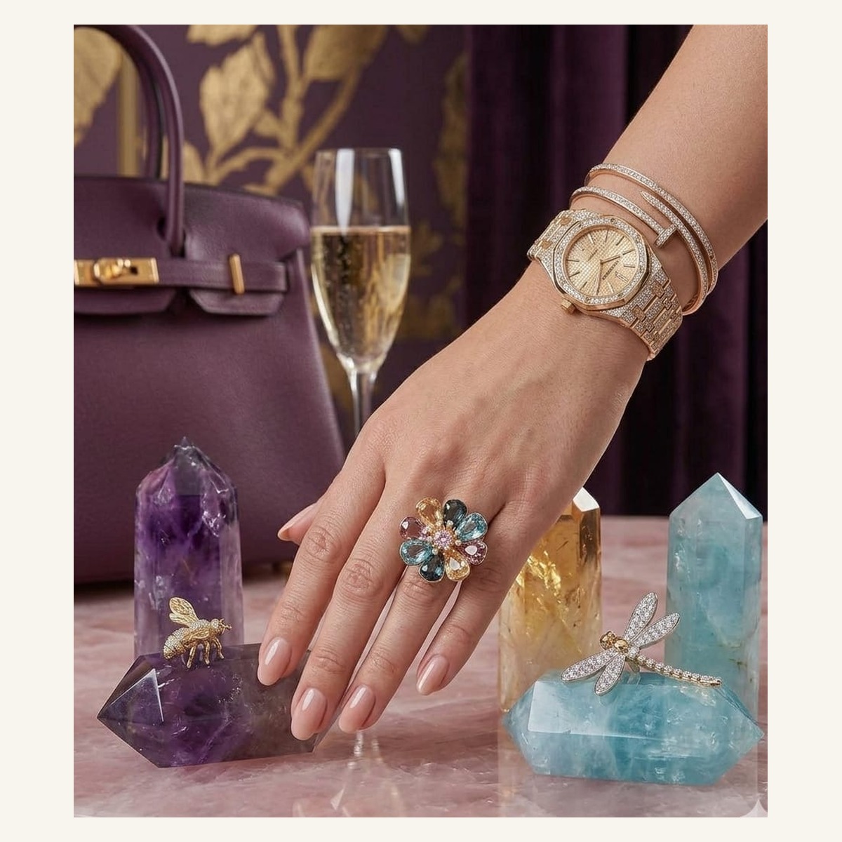 Multicolor Petal Cocktail Ring Multicolor Petal Cocktail Ring