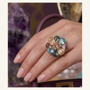 Multicolor Petal Cocktail Ring