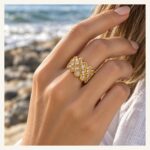 Golden Scallop Pavé Ring