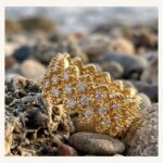 Golden Scallop Pavé Ring
