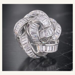 Silver Baguette Loop Knot Ring