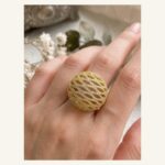 Golden Lattice Dome Ring