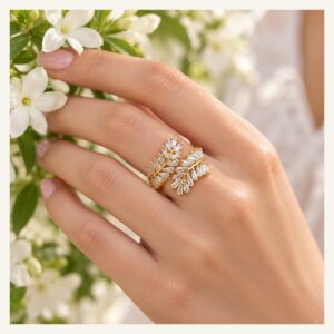 Golden Leaf Cascade Ring