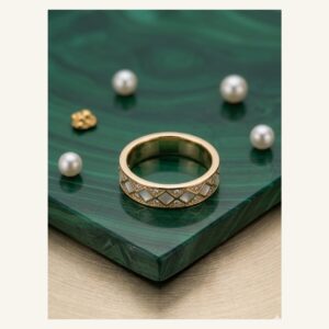 Green Geometric Inlay Band