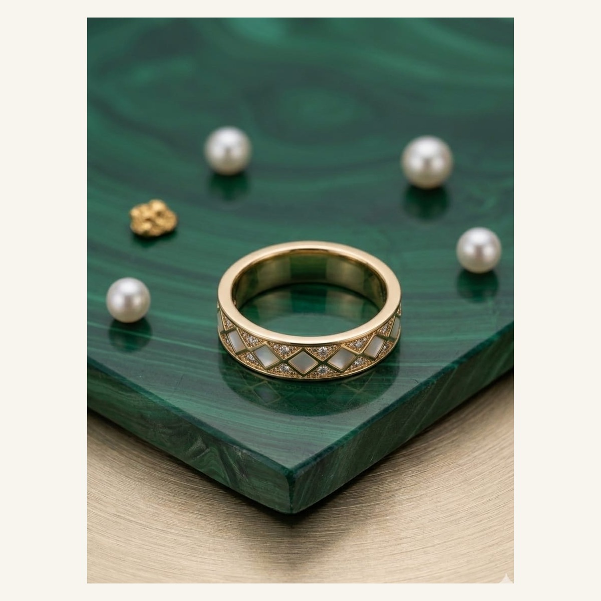 Green Geometric Inlay Band Green Geometric Inlay Band