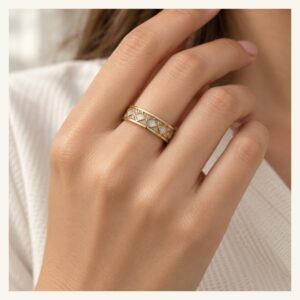 Green Geometric Inlay Band