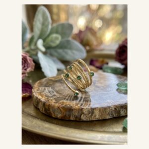 Green Bead Multiwave Ring
