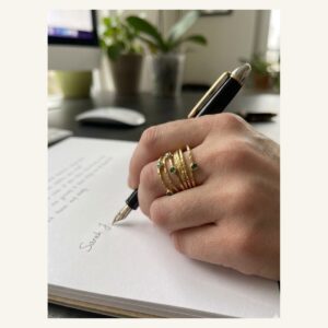 Green Bead Multiwave Ring