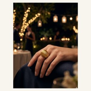 Golden Ribbed Shell Ring