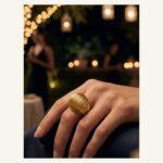 Golden Ribbed Shell Ring