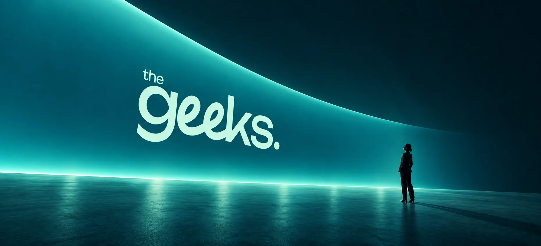 The Geeks brand in a luminous futuristic space