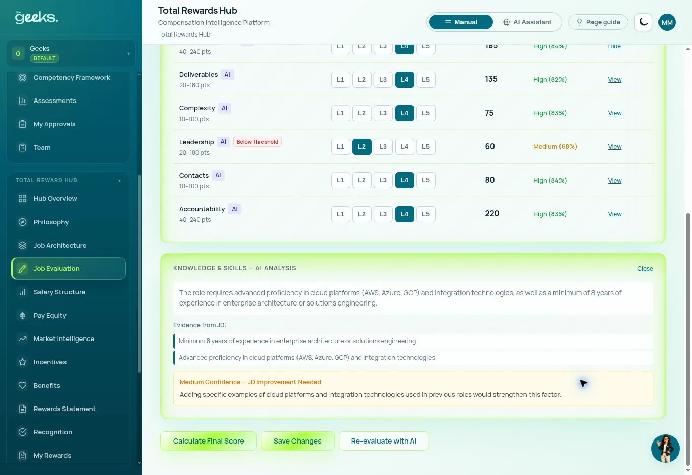 Knowledge and Skills AI analysis with evidence from the job description