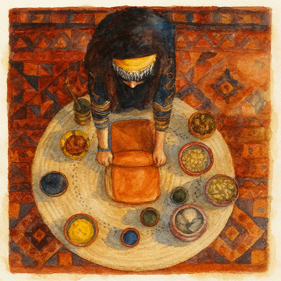 Saudi hospitality watercolor ritual